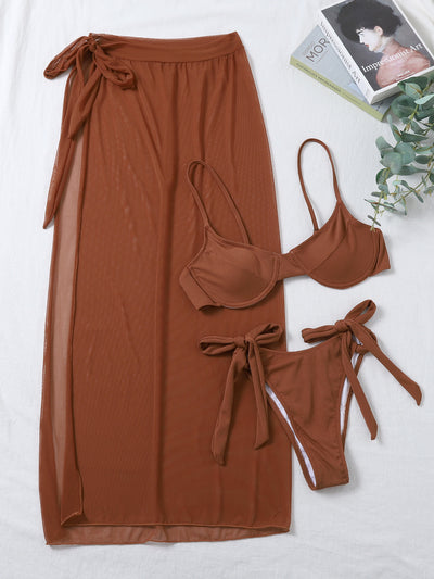 Conjunto de Bikini de Tres Piezas con Falda de Malla - Image 6