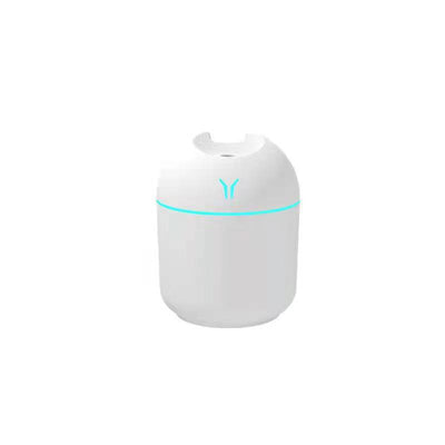 Light blue mini desktop humidifier with an orange accent line and a small orange logo, featuring a single mist outlet. - Image 9