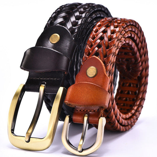Cinturón de Cuero Artesanal para Parejas con Hebilla de Pasador Trendy - Image 2