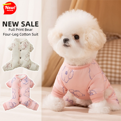 Abrigo de Algodón para Perros - Diseño Osito Impreso para Otoño e Invierno