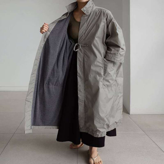 Abrigo Largo Tipo Gabardina para Mujer Talla Grande - Primavera y Otoño - Image 2