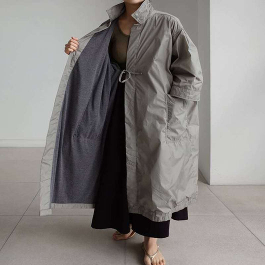 Abrigo Largo Tipo Gabardina para Mujer Talla Grande - Primavera y Otoño - Image 2
