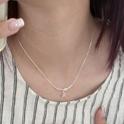 Collar de Plata S925 Estrella Diamante Colores Pastel - Diseño Delicado para Clavícula - Image 18