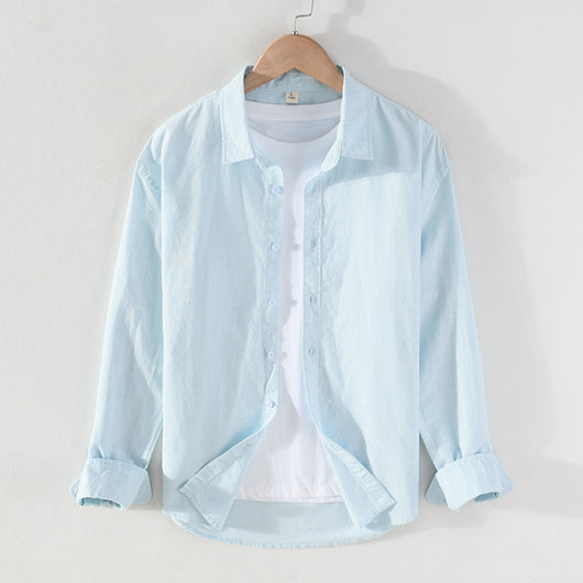 Camisa Manga Larga Hombre Algodón y Lino - Primavera y Verano - Image 15