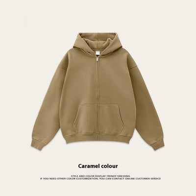 Sudadera con Capucha Polar de Colores Sólidos Holgada y Cómoda para Deportes - Image 6