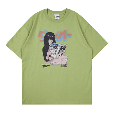 Playera Holgada con Estampado Cartoon de Manga Corta