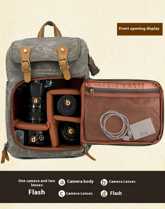 Mochila Cámara SLR Impermeable de Lona - Unisex Profesional - Image 34