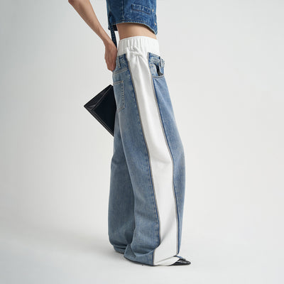 Jeans Patchwork Cintura Alta Loose Fit para Mujer - Image 3