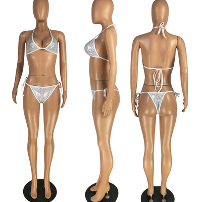 Bikini de Malla Elástica Conjunto de Cuatro Piezas - Image 13