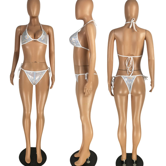 Bikini de Malla Elástica Conjunto de Cuatro Piezas - Image 13