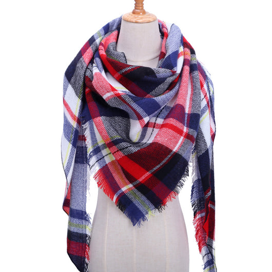 Bufanda de Cashmira Artificial Otoño Invierno Triangular Pareja Cuadros Cálida - Image 23