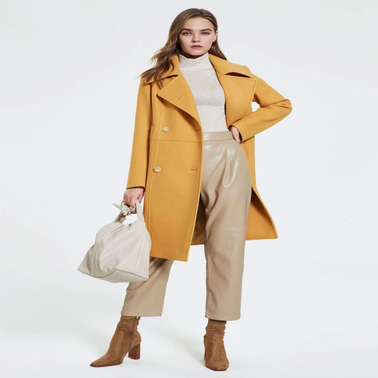 Abrigo Doblado de Solapa para Mujer, Largo Medio - Image 3