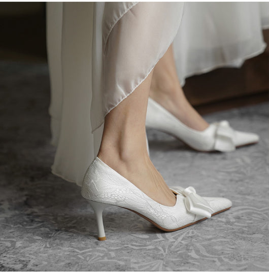 Zapatos de Tacón Alto con Moño para Novia - Stiletto Elegante - Image 6