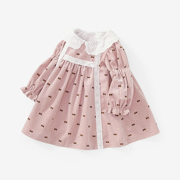 Falda Estampada de Algodón con Detalles de Encaje