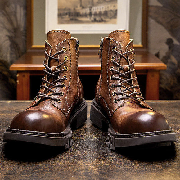 Botas de Trabajo Altas de Cuero para Motociclista