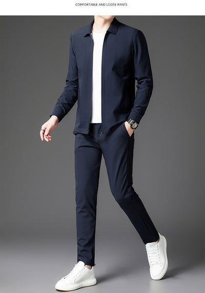Conjunto de Dos Piezas para Hombre: Cardigan con Cierre y Pantalones Trendy Otoño - Image 11