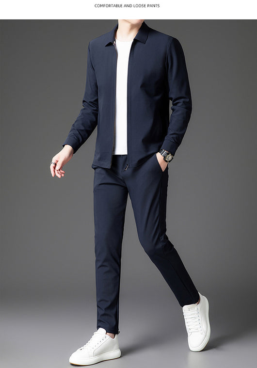 Conjunto de Dos Piezas para Hombre: Cardigan con Cierre y Pantalones Trendy Otoño - Image 11