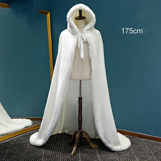 Chal Hanfu Rojo Grueso con Capucha para Invierno