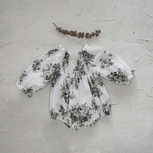 Mameluco Retro para Bebé con Flores Grandes y Fruncido, Manga Larga - Image 16