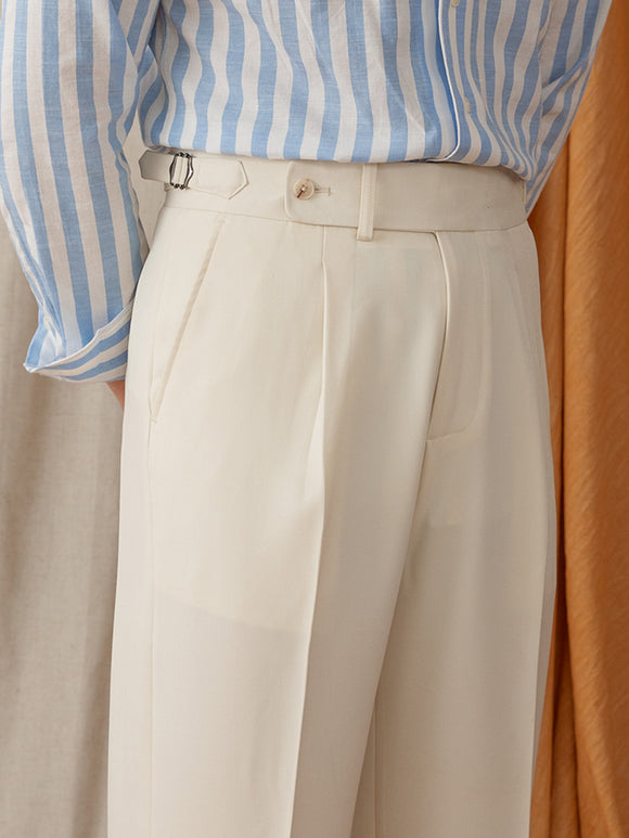 Pantalones Retro Británicos de Cintura Alta - Estilo Casual Elegante