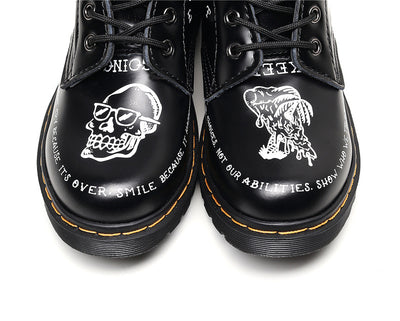 Botas de Cuero Personalizadas con Calavera Graffiti - Motociclista Unisex - Image 21