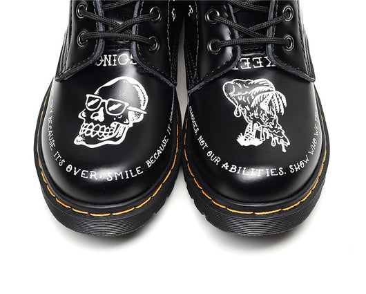 Botas de Cuero Personalizadas con Calavera Graffiti - Motociclista Unisex - Image 21