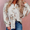 Camisa Retro Estampada de Manga Larga para Mujer