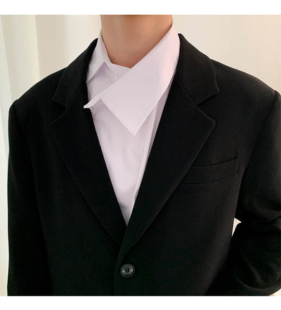 Camisa Casual Ejecutiva con Solapa Asimétrica y Rayas - Image 25