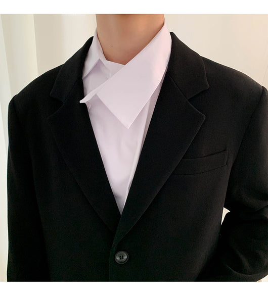 Camisa Casual Ejecutiva con Solapa Asimétrica y Rayas - Image 25