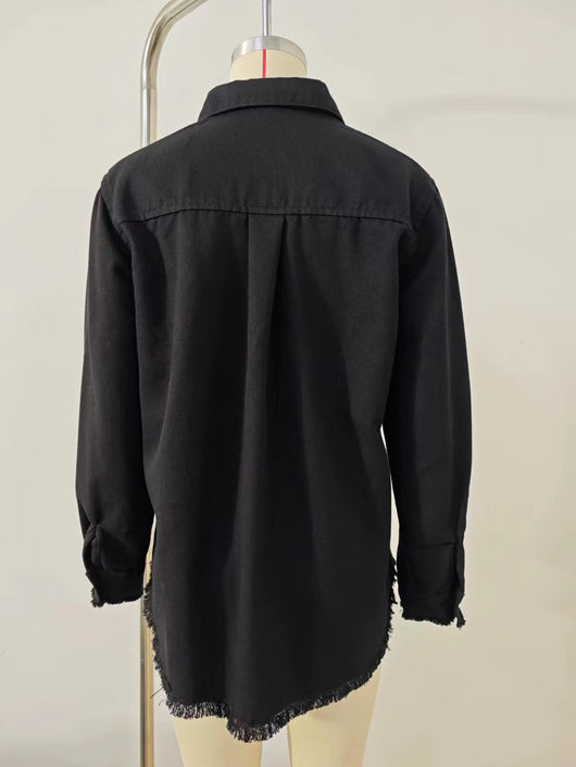 Camisa Denim Suelta con Bolsillos Lentejuelados para Mujer - Image 18