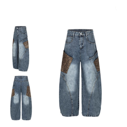 Pantalones Vaqueros Retro Anchos Lavado Desgastado para Hombre - Image 9