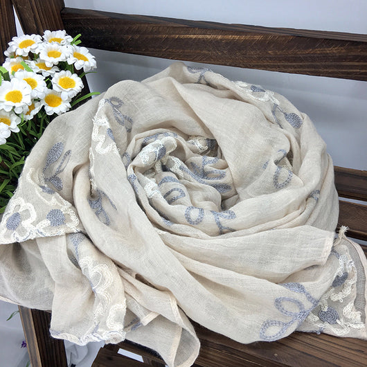 Chal Largo Étnico Artesanal de Algodón y Lino para Primavera y Verano - Image 16
