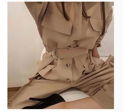 Overol Largo Tipo Camisa con Cintura Ajustada y Piernas Anchas para Mujer - Image 10