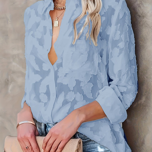 Camisa Elegante de Jacquard con Botones - Image 10