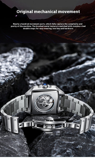 Reloj Mecánico Automático Cuadrado Impermeable con Diseño Calado para Hombre - Image 25