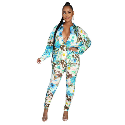 Conjunto Dos Piezas Manga Larga Estampado Sexy Casual - Image 21