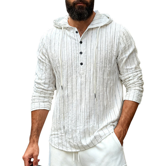 Camisa Hoodie Suelta Casual de Manga Larga para Hombre - Image 8