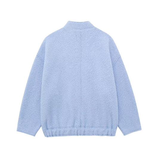 Camisa de Cuero Minimalista Otoñal con Cuello Alzado y Cierre de Cremallera - Image 14
