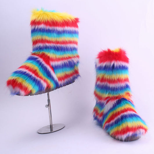 Botas de Nieve para Mujer con Pelaje de Zorro Imitado y Forro de Lana - Image 32