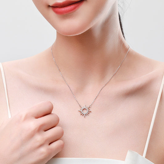 Collar de Plata 925 Girasol con Diamantes Completos