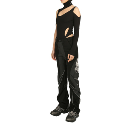 Pantalones Casuales con Cremallera y Costuras a Cuadros