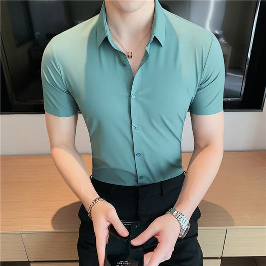 Camisa Deportiva Elástica de Manga Corta para Hombre