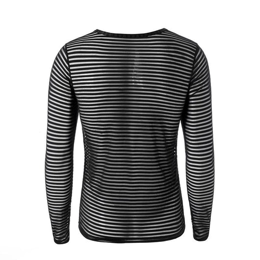 Camiseta Manga Larga a Rayas Talla Grande para Hombre - Image 3