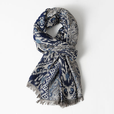 Bufanda Étnica de Algodón Jacquard para Hombre con Borlas - Cálida y Suave - Image 8