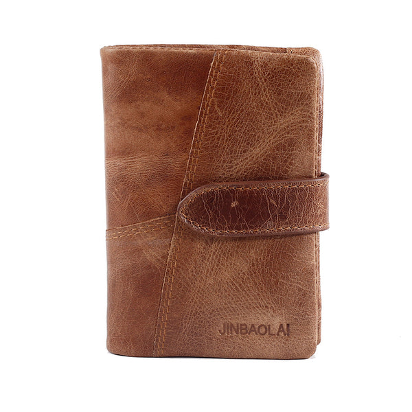 Billetera Corta de Cuero Genuino para Hombre con Cierre y Hebilla Vintage - Image 4