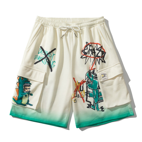 Pantalones Cargo Hombre Estampado Dibujos Animados con Múltiples Bolsillos