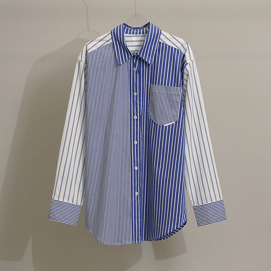 Blusa Suelta de Patchwork para Mujer - Diseño Trendy y Versátil