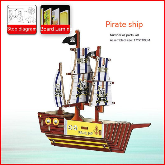 Maqueta de Barco Pirata de Madera Armado - Decoración Coleccionable - Image 4