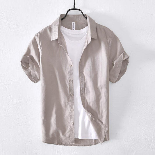 Camisa Casual de Algodón y Lino para Hombre