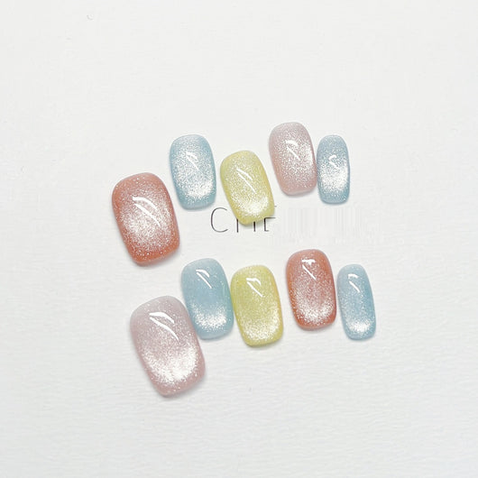 Uñas Postizas Cat Eye Dopamina Colores Vibrantes para Niñas - Image 6